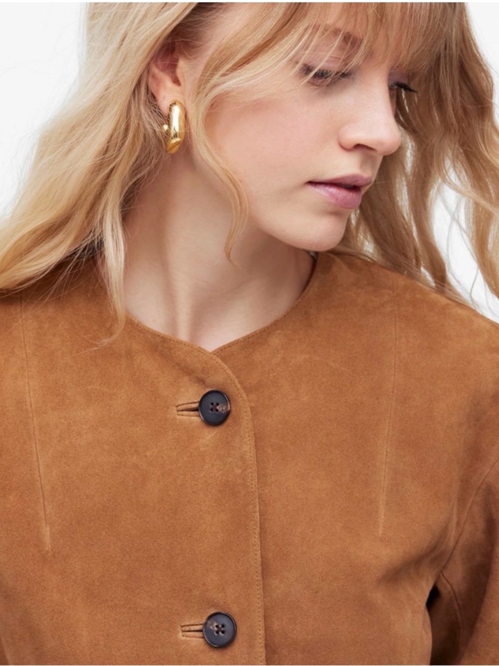 Madewell Classic Women's Cropped Cardigan Suede Jacket in Caramel